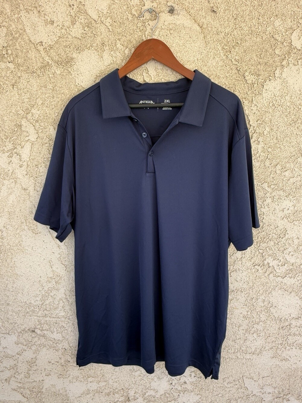 Antigua SHORT SLEEVE Golf Polo Shirt MENS LARGE NAVY BLUE Size 2XL